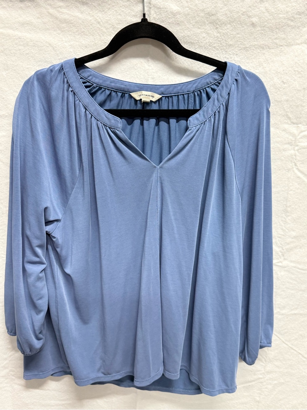 Lucky Brand Dusty Blue Long-Sleeve V-Neck Top